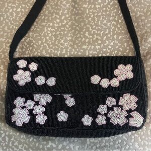 Free People Black and Pink Floral Shoulder Bag